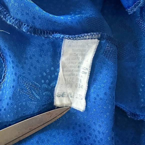 Vintage 80s 90s Sears Camisole Sz M Shiny Satin Blue Bows Coquette - Picture 5 of 5